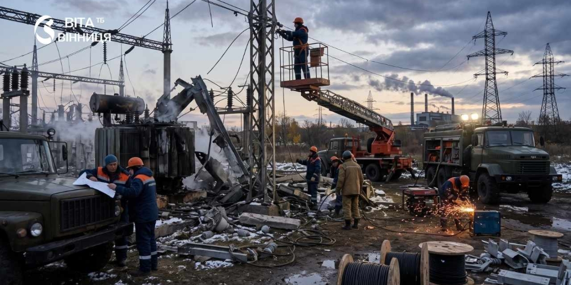 Пошкоджена високовольтна підстанція після атаки безпілотників на енергетичну інфраструктуру