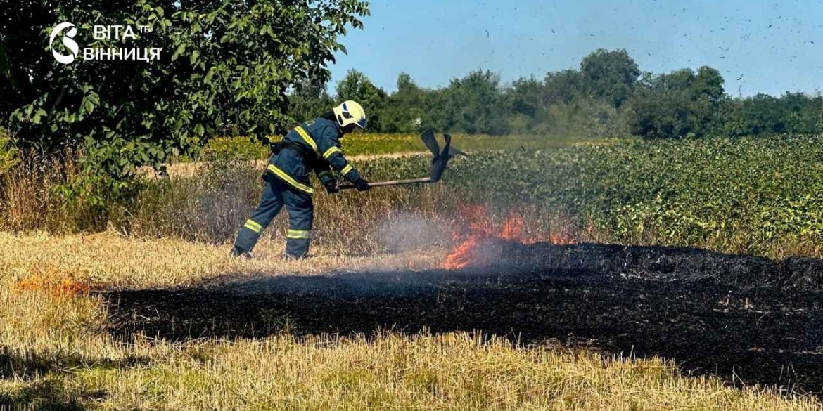 На Вінниччині за добу вигоріло близько 4 гектарів сухої трави