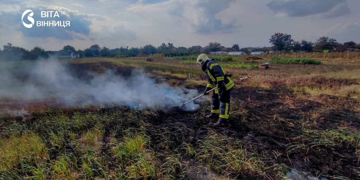 П'ять загорянь за добу в чотирьох районах рятувальники Вінниччини знову гасили відкриті території