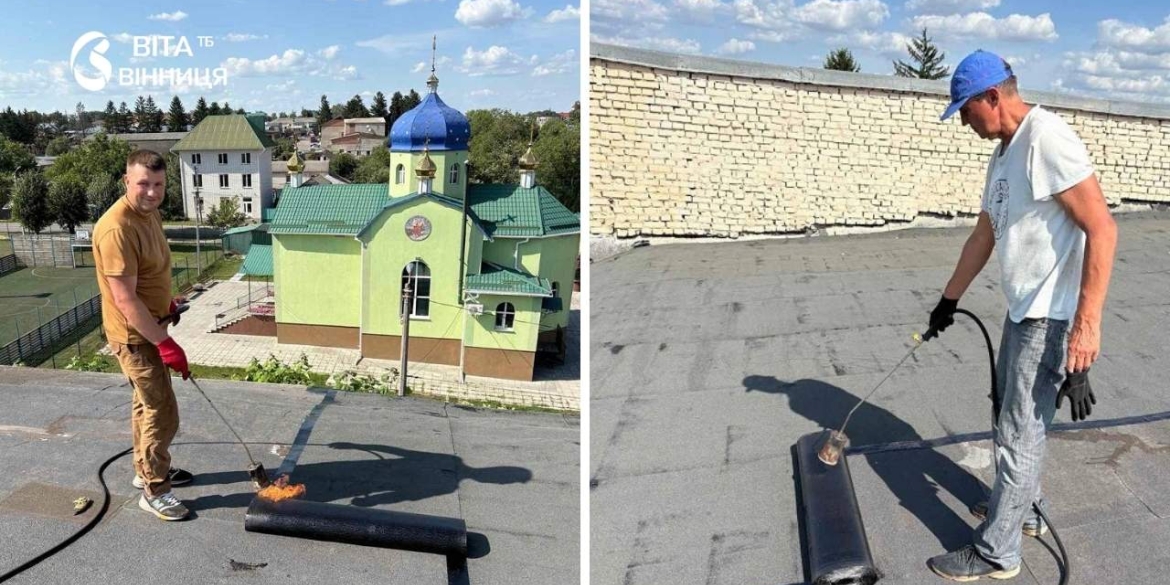 У Калинівській громаді відновлюють дах спортивної школи, який пошкодив буревій