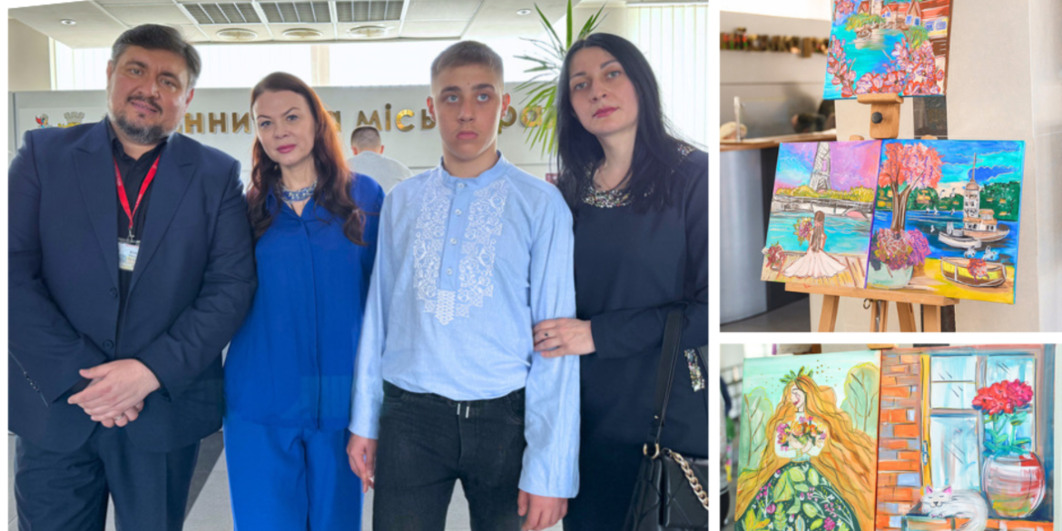 У холі Вінницької міськради презентували персональну виставку юного художника з аутичним розладом