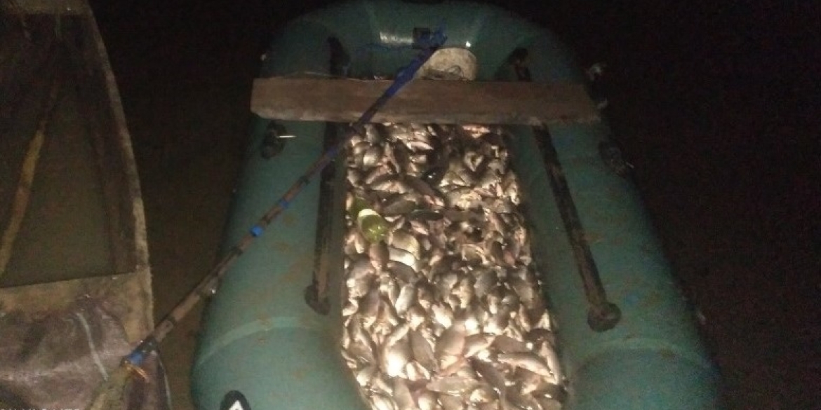 У Мурафській громаді чоловік електровудками наловив повний човен риби