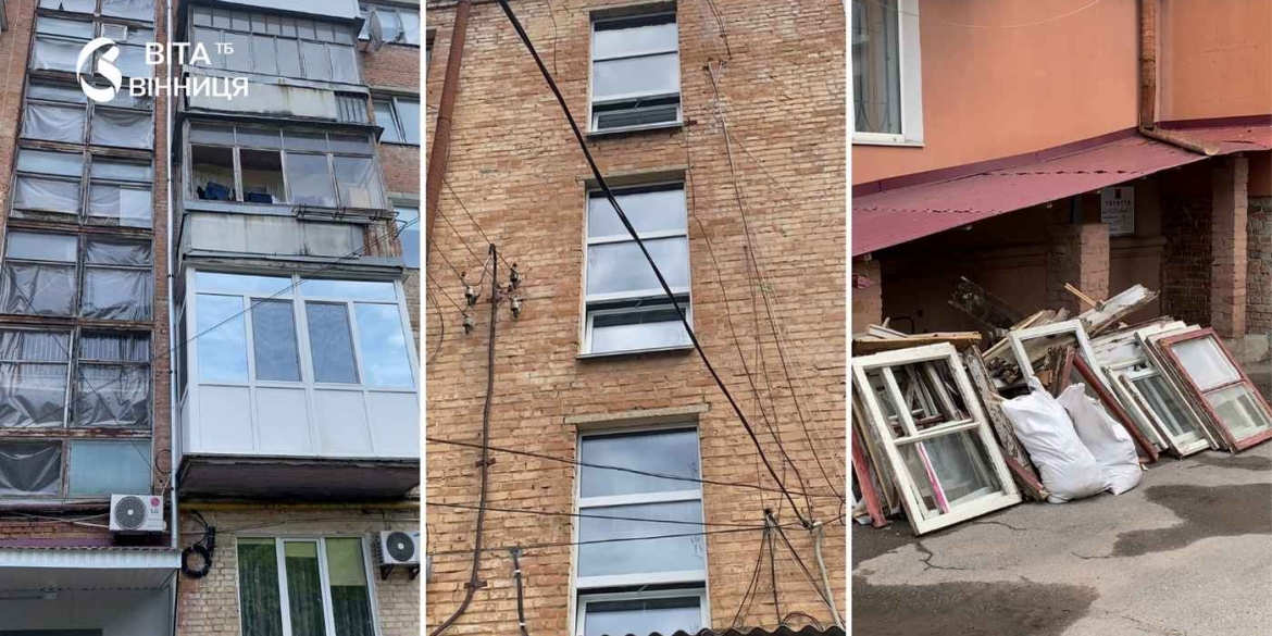У Вінниці відновлюють вікна у багатоповерхівках, що постраждали від обстрілу 24 березня