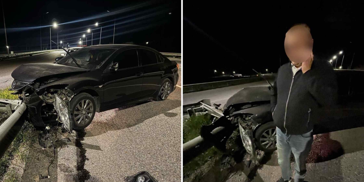 У Вінниці водій на підпитку розтрощив об відбійник власну Mazda