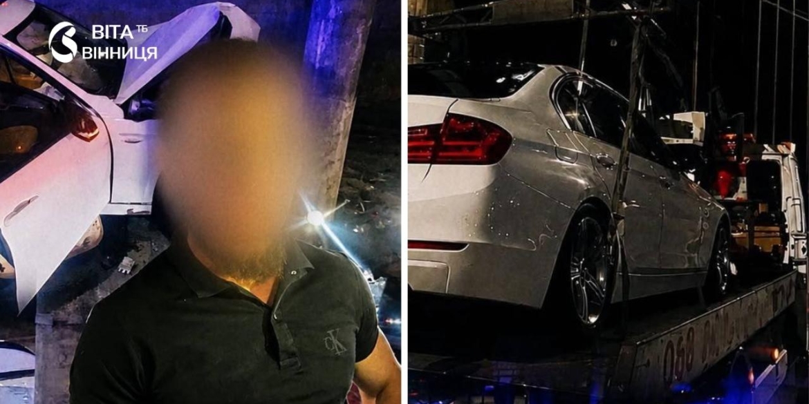 У Вінниці водій напідпитку не впорався з керуванням і врізався в опору