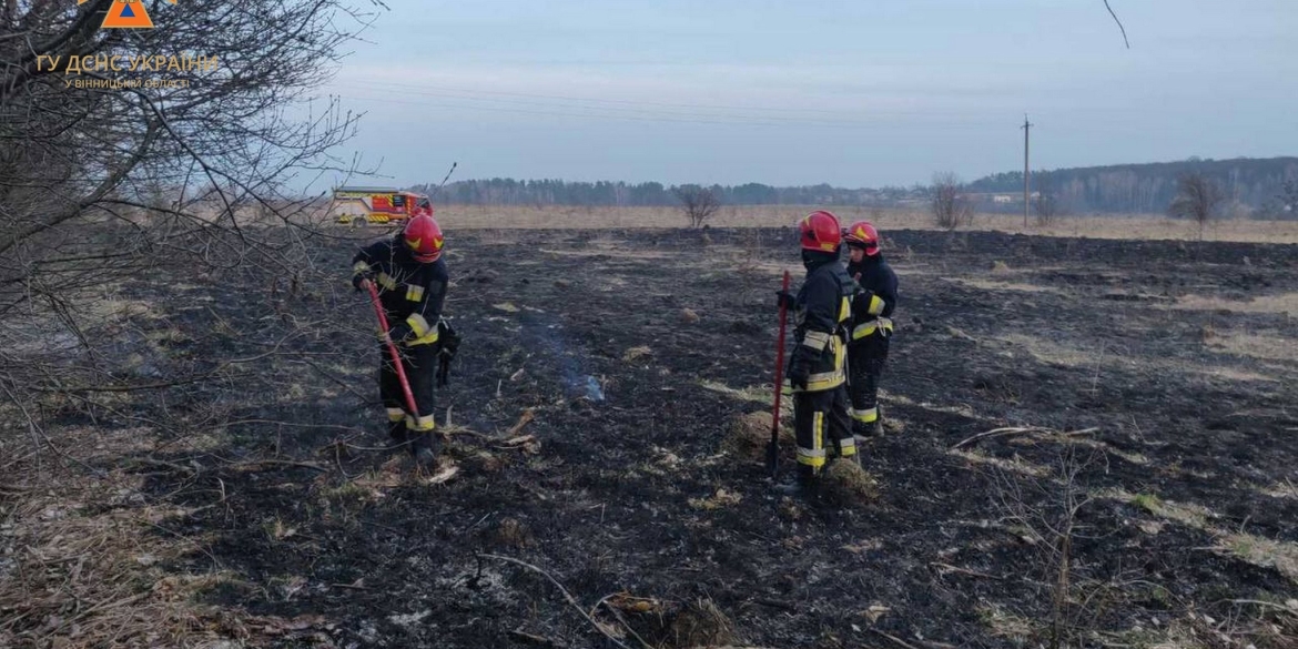 Вінницькі рятувальники тричі за день виїжджали на ліквідацію пожеж в екосистемах