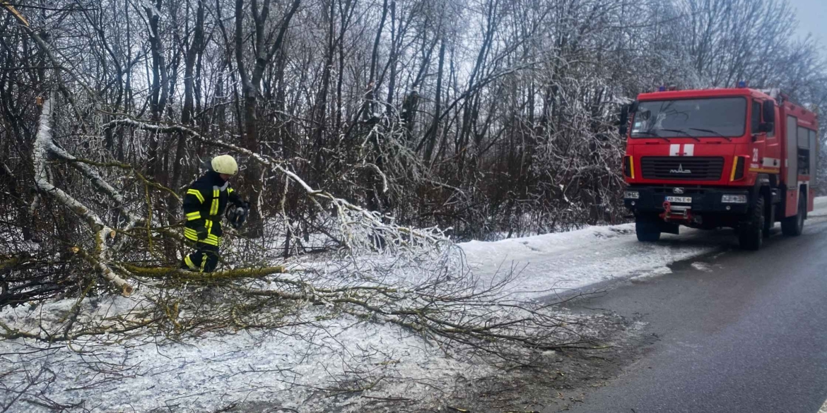 Вінницькі рятувальники двічі виїжджали розчищати дороги від повалених дерев