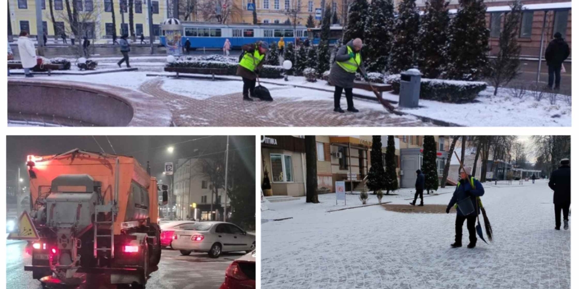 Вінницю засніжило на вулицях техніка працювала з ночі, від ранку прибирали прибудинкові території