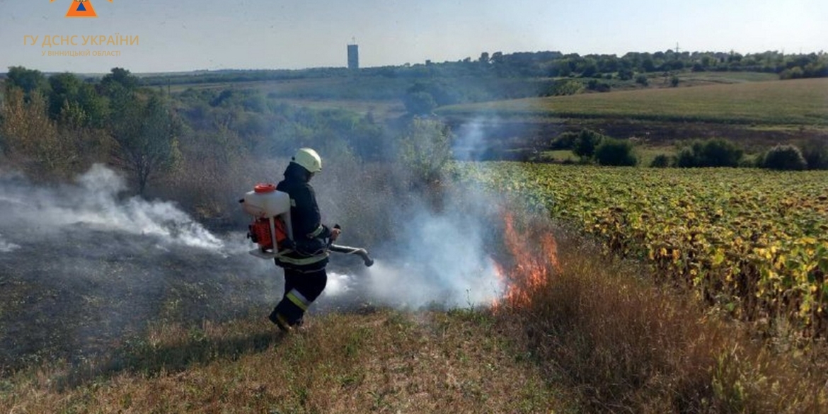За добу на відкритих територіях Вінницької області сталося 19 загорянь