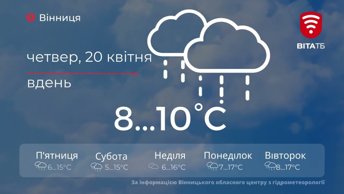 Embedded thumbnail for У Вінниці майже неперервно дощитиме ще три дні - прогноз погоди на 20 квітня