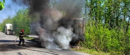 На Вінниччині під час руху загорілись колеса вантажного автомобіля