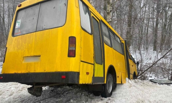 Рейсовий автобус злетів у кювет на трасі у Вінницькому районі