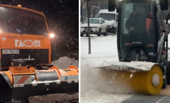 У Вінниці спецтехніка продовжує розчищати вулиці міста від снігу та ожеледиці