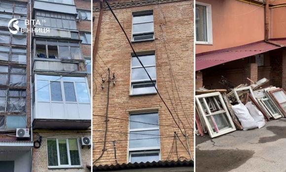 У Вінниці відновлюють вікна у багатоповерхівках, що постраждали від обстрілу 24 березня У Вінниці відновлюють вікна у багатоповерхівках, що постраждали від обстрілу 24 березня