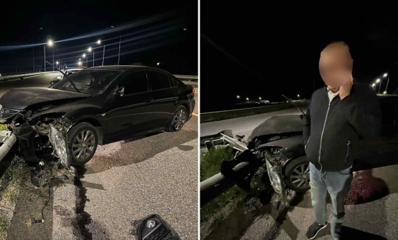 У Вінниці водій на підпитку розтрощив об відбійник власну Mazda