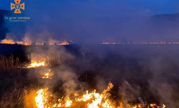 Вінницькі рятувальники шість разів за добу виїздили гасити загоряння сухої рослинності