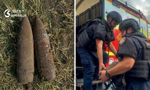 Знайшли у подвір’ї у Хмільницькому районі піротехніки знищили застарілі артснаряди