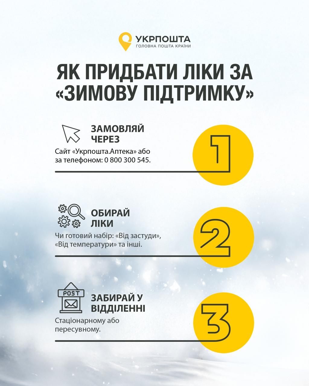 Відтепер можна замовити ліки через Укрпошта.Аптека та оплатити їх «Зимовою підтримкою»