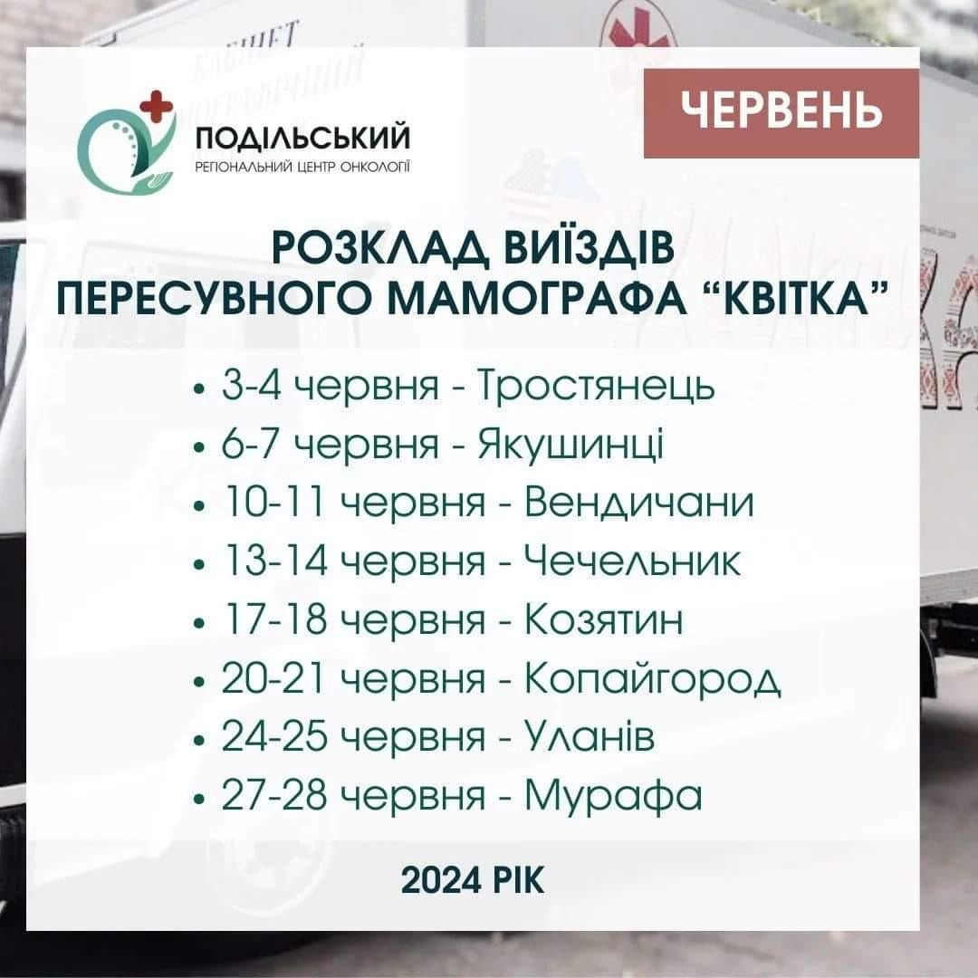 Де на Вінниччині у червні працюватиме пересувний мамограф "Квітка"