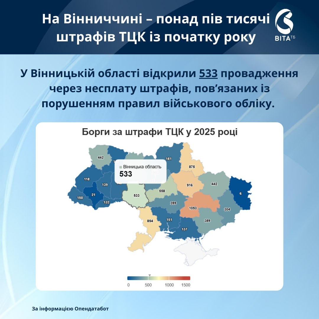 На Вінниччині — понад пів тисячі протермінованих штрафів ТЦК від початку року