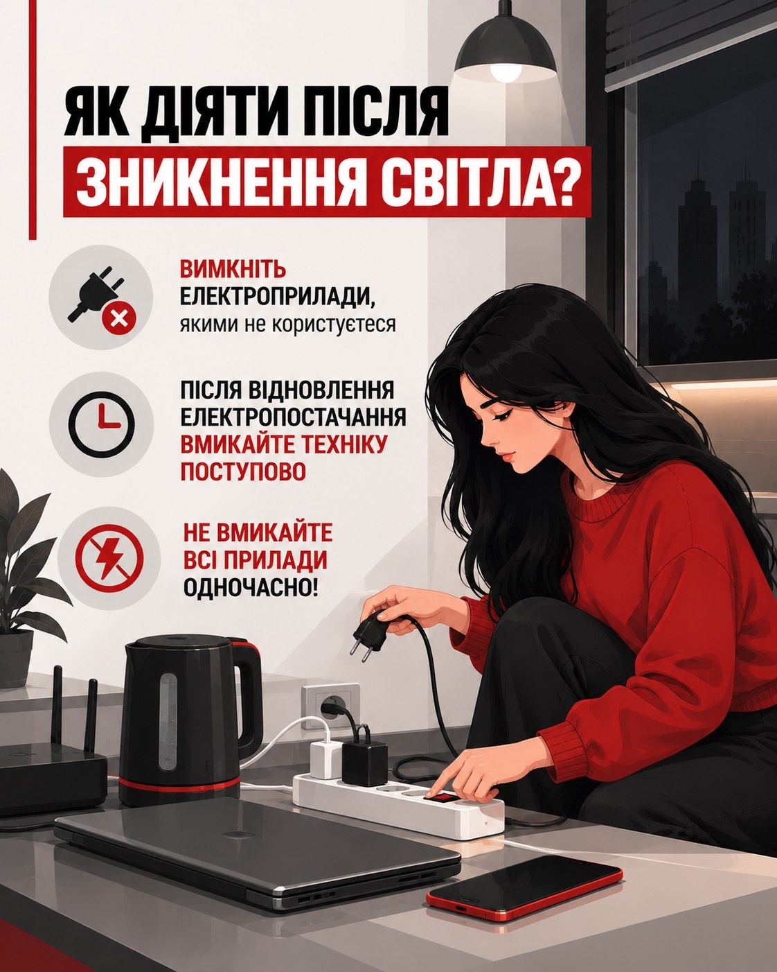 Ліхтарик, павербанк, пляшки з водою та консерви, підготовлені вдома у Вінниці на випадок відключення світла