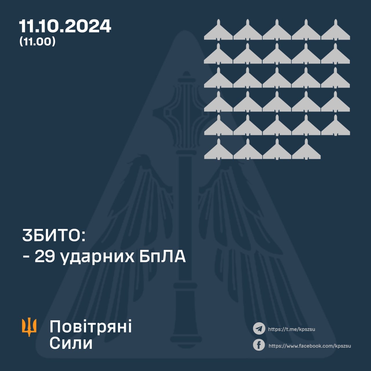 В ніч на 11 жовтня над Вінниччиною у повітряному бою знищували БпЛА