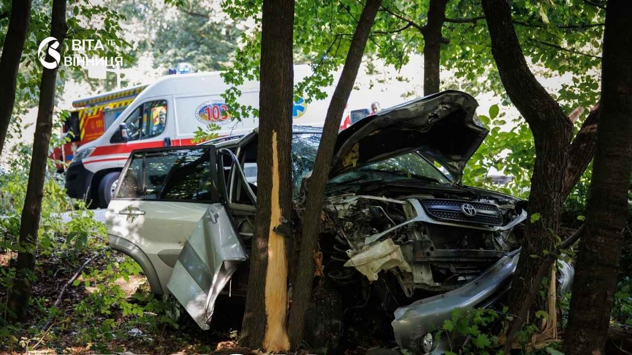 Аварія на Львівському шосе у Вінниці: автівка злетіла у кювет, водія госпіталізували