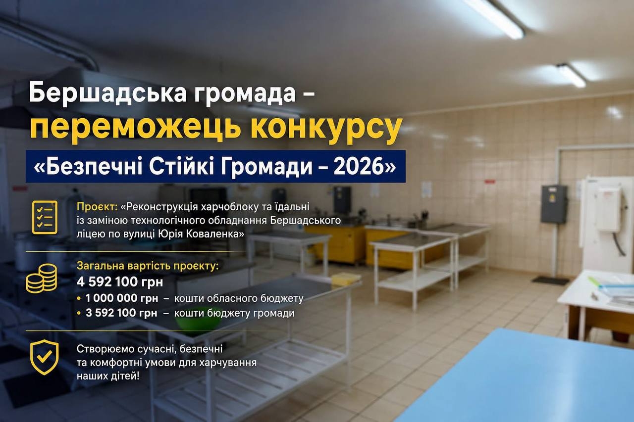 Бершадь виграла конкурс на реконструкцію їдальні школи