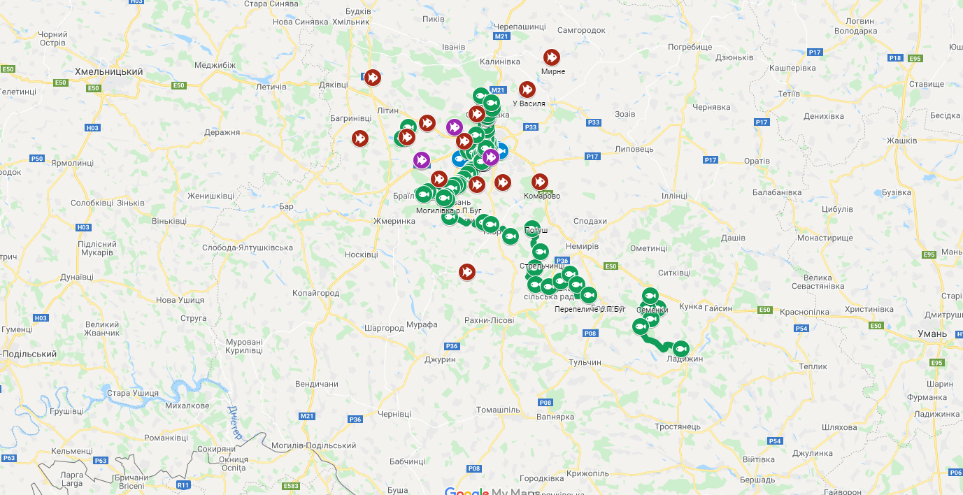 Аматор створив гугл-карту риболовних місць усієї Вінницькій області