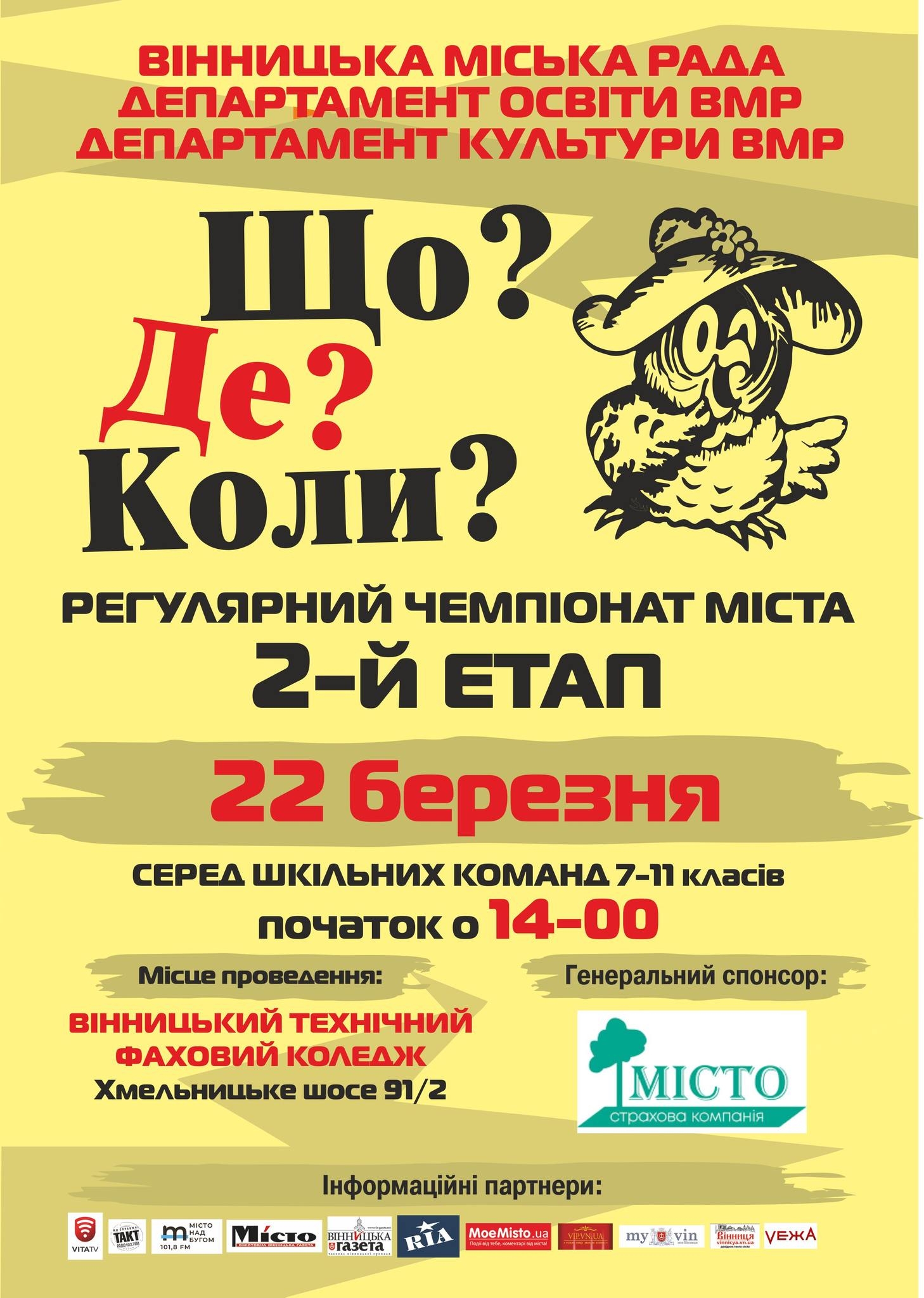 Другий етап чемпіонату Вінниці з «Що? Де? Коли?» стартує 22 березня